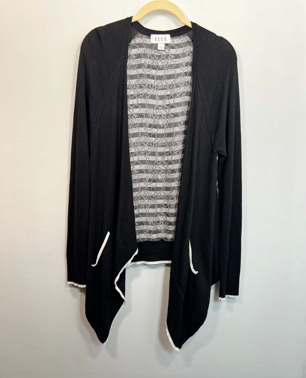 ELLE Womens Size L Black Sweater with Lace back